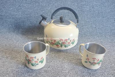 중국 Yellow coating customized decal metal steel whistling kettle whistling tea kettle for gas induction cookers 판매용