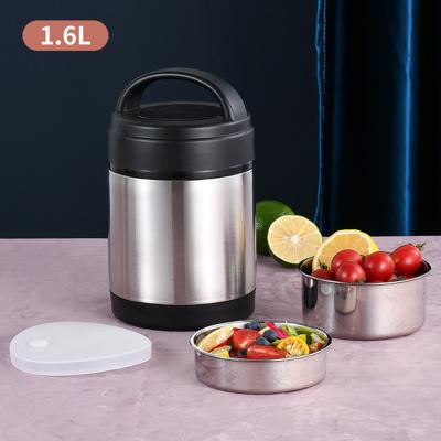 China 1.6L Classic design thermal food flask stainless steel lunch box with spoon double wall vacuum food jar zu verkaufen