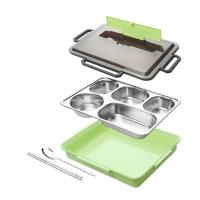 Cina Reusable metal steel food container for school multifunction 4/5 compartments tiffin lunch box with chopsticks in vendita