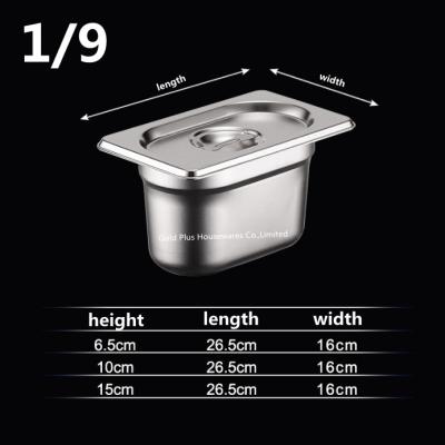 China Hotel selling stainless steel gastronorm tray 1/9 soup basin with cover set thermal fast food containers zu verkaufen