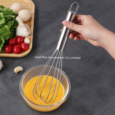 China Professional kitchen accessories hand held manual egg beater stainless steel hand egg milk frother whisk for sale