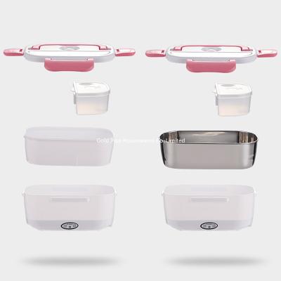 China Food warmer rectangle car heating food container electric lunch boxes with spoon and soup box  for truck office for sale