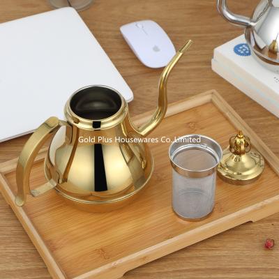 China Kitchen accessories stainless steel tea drip pot 1.2L special golden classic turkish coffee pot Te koop