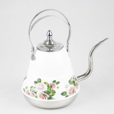 Cina Kitchen body metal smart gooseneck coffee pot with flower pattern stainless steel gooseneck kettle coffee maker pot in vendita