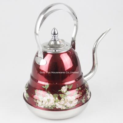 China Coffee accessories red stainless steel spout long mouth coffee kettle fashion metal handle drip milk pot Te koop