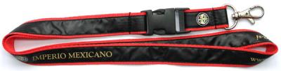 China Polyester satin double layered neck lanyards detachable buckle, safety release neck straps for sale