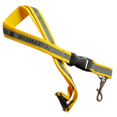 China Safety polyester reflective badge lanyard with reflective band and screen printed logo, for sale