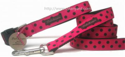 China Printed lanyard dog collar and leash gift set, double layered dog collars and leads, for sale