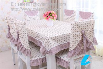 China Cotton floral table cloth and chair cover set for six seater table, table linens wholesale for sale