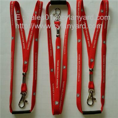 China Tubular polyester lanyard with metal crimp and metal bead, simple tubular lanyards, for sale