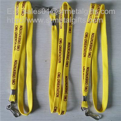 China 3/8 inch tubular polyester lanyards with metal sheet crimp, custom lanyards cheap prices, for sale