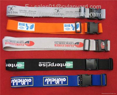 China Heavy duty imprinted polyester luggage belt lanyards with plastic detachable buckle, for sale