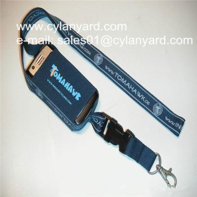 China Spandex phone pocket neck lanyards, stretchable mobile phone holder neck ribbon for sale