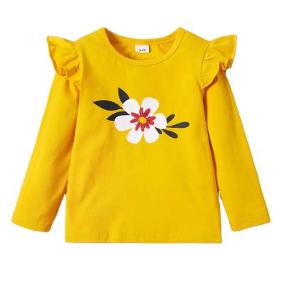 China New Arrival Autumn and Spring Girls T-shirt Floral Dots Long Sleeve T-shirts QUICK DRY Children Tops Clothing for sale