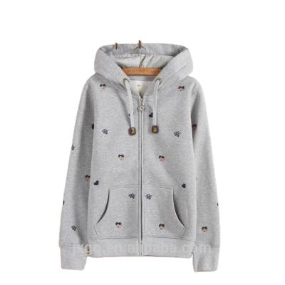 China Custom Embroidered Fashionable Women's Anti-pilling Full Zip Sweatshirt Fleece Hooded Hoodie for sale