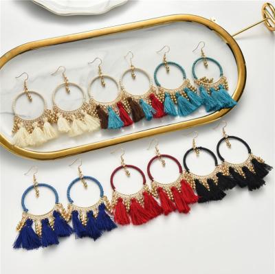 China Cheap Fashion Hot Selling Bohemian Woman Custom Large Boho Bohemia Tassel Earrings Chic Earrings Set Handmade Wholesale 2022 for sale