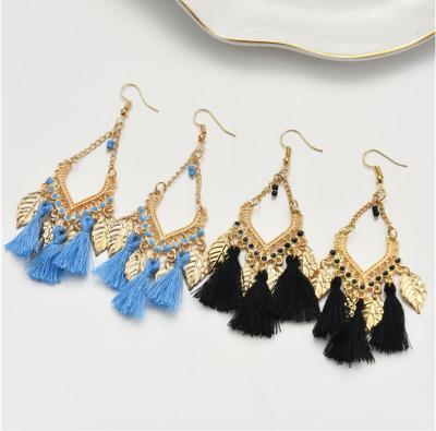 China BOHEMIA 2022 Hot Sale Boho Tassels Leaves Earrings Female Long Vintage Retro Ethnic Style Bohemian Jewelry Earrings Wholesale for sale