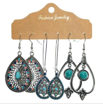 China BOHEMIA Factory Directly Supply Boho Retro Alloy Earrings For Women Trendy 3 Pairs / Woman Earrings Jewelry Set for sale