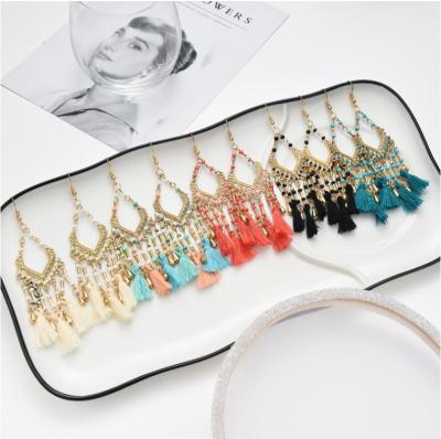 China Wholesale Hot Selling Handmade BOHEMIA Bohemian Tassel Bead Long Earrings Customized For Woman 2022 for sale