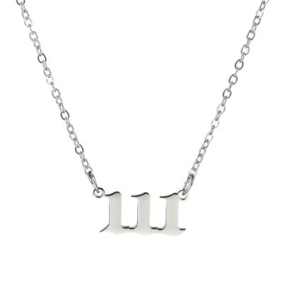 China Hot Selling Trendy Digital 111-999 Trendy Gold Plated Stainless Steel Jewelry Necklace Personalized Drop Initial Numeral Necklace for sale