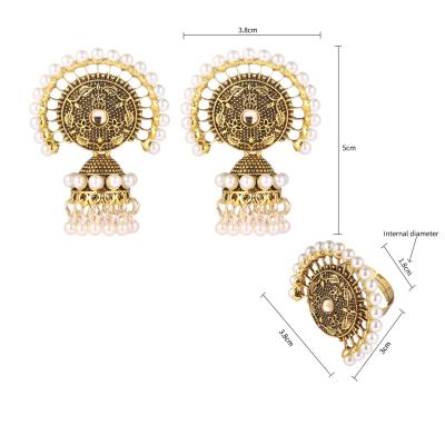 China Hot Selling Rhinestone Women's Geometric Shape Jewelry Vintage Fashion Jewelry Alloy Earring Set for sale