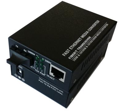 China 10/100/1000M Media Converter Glasvezel naar Ethernet 100 km 1000BASE-X Te koop