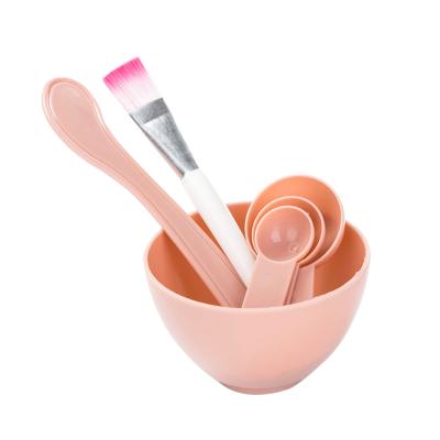 China 4PCS Flat Plastic Face Brush DIY Beauty Tools Skin Care Makeup Supplies Mask Mixing Bowl for sale