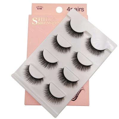 China 4 Pairs Makeup 3D Natural Fluffy False Eyelashes Natural Soft Eyelash Mink False Eyelashes for sale