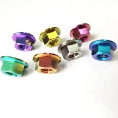 China Heavy Industry RFX M12 Gr5 Titanium Hex Flange Nut Ti6al4v Flange Hex Nut Titanium Nuts For Motorcycle for sale