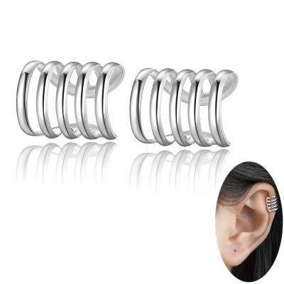 China Multi Layers Cuff Cuff Sterling Silver Earrings Multilayer Earring Wholesale S925 Ear Clip On Earrings Non Pierced Ear Helix Cartilage Earring Woman envelope for sale