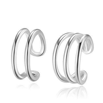 China Asymmetry Asymmetry Ear Cuff For Non Pierced Ears S925 Sterling Silver Plated With Double Layers Of Platinum Hoop Earrings Cut Cartilage Ear for sale