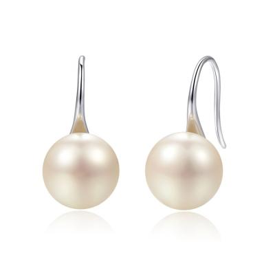 China High Quality Freshwater Pearl Dangle Drop Earrings For Women Real 925 Sterling Silver Hook Natural Cultured Big 10-11MM for sale