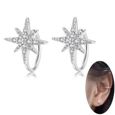 China 2020 Shinning Silver Non Pierced Ear Cuff Platinium Gold Plated Zircon Star Ear Cuff Ear Clip Earrings For Men Women Non Piercing Earrings circle ear for sale