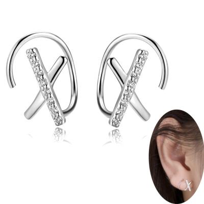 China Wrap Earrings Wrap Earrings Zircon X Shape Cool Fashion Spiral Twist Earrings S925 Sterling Silver Plated With Platinum 2020 Wholesale for sale