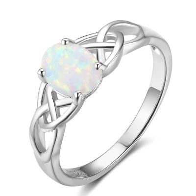 China Romantic 925 Sterling Silver Opal Knot Ring Band For Women Opal October Birthstone Wedding Engagement Ring Size 6 7 8 for sale