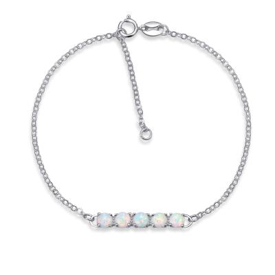 China FASHIONABLE Expanding Thin Women Opal Stones Jewelry Bracelet Silver 925 Sterling Link Chain Wholesale 6.5-7.5inch for sale