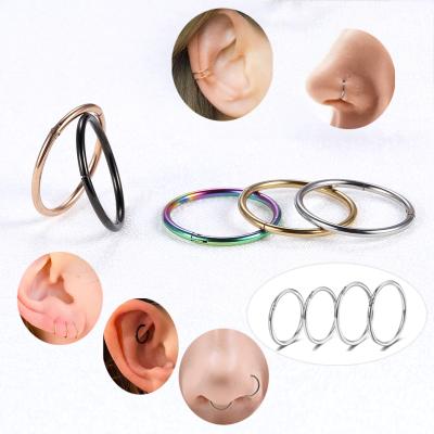 China CLASSIC Whole Sale Hinged Nose Rings Segment Clicker Stainless Steel Nose Rings Body Piercing Jewelry Wholesale Piercings Circles Surgical Steel for sale