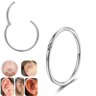 China Different Size Colorful Huggie Circle Nose Rings Shape To HOT Titanium Steel Circle Hinged Huggie Nose Rings Circle Hinged Segment Cartilage Helix Tragus Ear Piercing Lip Rings 6mm-14mm for sale