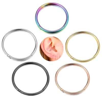 China Wholesale CLASSIC G23 Segment Clicker Hinged Titanium Nose Rings Nose Piercings Hoop Piercings Cartilage Earrings Body Jewelry for sale