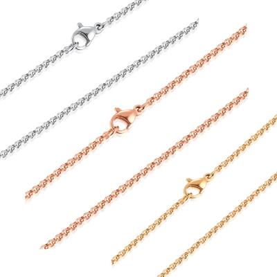 China Wholesale Stainless Steel Round Link Chain Necklace Rolo Chain Necklace Men Women Jewelry Stainless Steel Chains Rose Gold Silver 16-36 Inches for sale