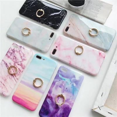 China Fashionable Marble Diamond Ring Holder For iPhone 8 Case Marble Phone Case For iPhone 8 Plus Marble For iPhone X Case for sale