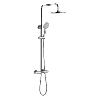 China With good quality brass thermostatic slide bar shower column with rainfall shower head and hand shower for bathroom for sale