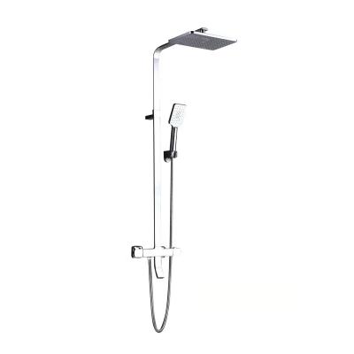 China With Slide Bar Good Quality Square Brass Thermostatic Shower Column With Shower Head And Rainfall Hand Shower For Bathroom for sale