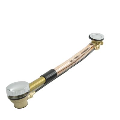 China Contemporary Automatic Bathtub Drain With Overflow Handle Control Chrome Brass Bathtub Waste for sale