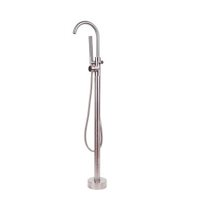 China Without Slide Bar Bathtub Faucet 304 Stainless Steel Floor Standing Bathtub Mixer Tap for sale