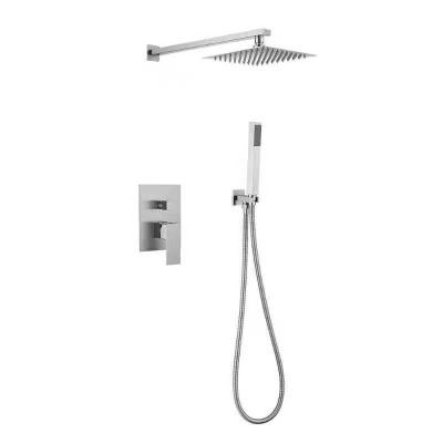 China Without Concealed Shower Set 304 Square Shower Sliding Bar Mixer Stainless Steel for sale