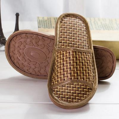 China Fashion Trend Flat Heel Rattan Weaving Natural Color Quality Non-slip Soft Bottom Women's Comfort Slippers for sale