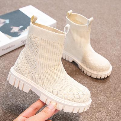 China Girls' boots waterproof children's bare boots rubber bottom light factory round bottom children's roll head boots for sale