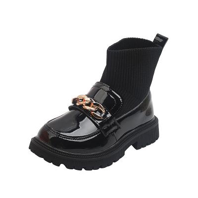 China Import and export quality designer Super Fiber Skin lightweight metal rubber unique children black winter boots 2022 for sale