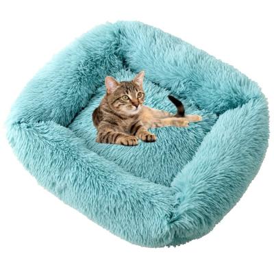 China Wholesale Cat Nest Square Nest Dog Pet Supplies Plush Winter Heating Manufacturers Thickening Pet Warm Nest for sale